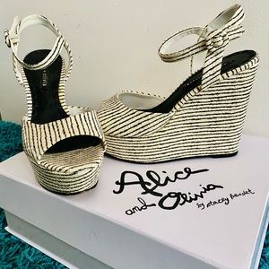 Alice + Olivia Wedge Sandals w/dust bag